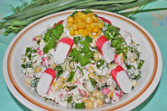Mosaic salad with crab sticks