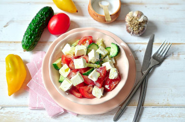 Salad with feta cheese and tomatoes