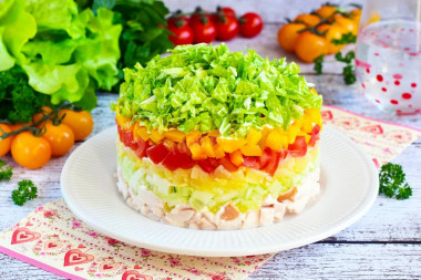 Puff salad with smoked chicken