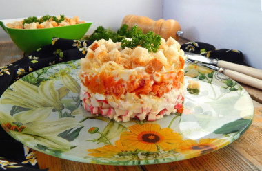 Royal salad with crab sticks