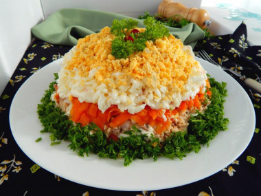Mimosa salad with red fish layers