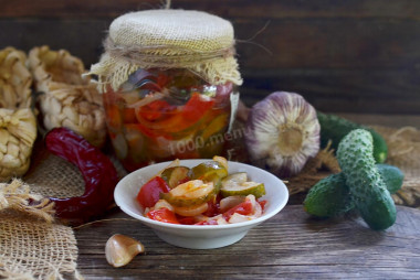 Lettuce cucumbers tomatoes for winter without sterilization