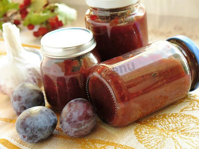 Homemade satsebeli sauce for winter from plums