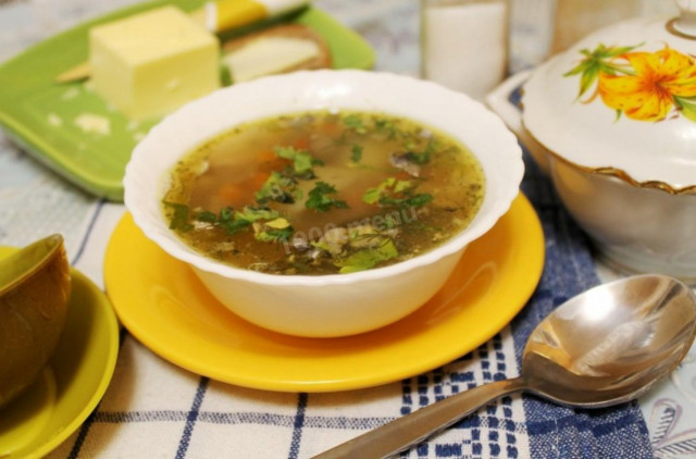 Soup with canned fish and bulgur