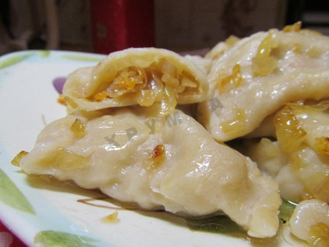 Dumplings with cabbage and dough mixed in a bread maker