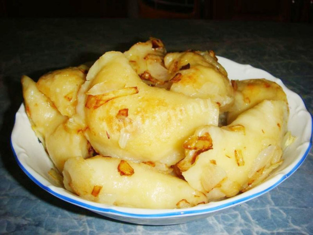 Dumplings fried in oil after cooking