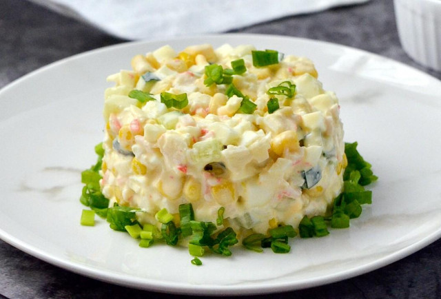 Crab stick salad with corn without rice
