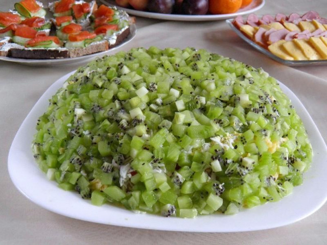 Emerald placer salad with kiwi and turkey