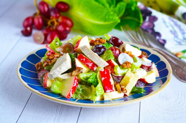 Classic Waldorf salad with celery, apple and chicken