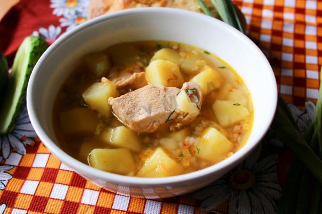 Buckwheat soup with chicken
