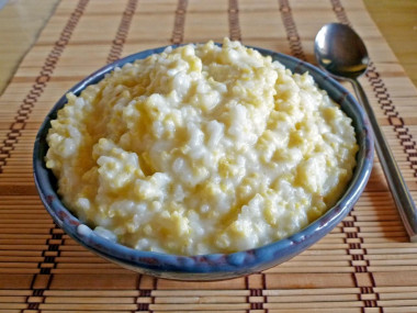 Sweet porridge millet rice with milk and butter