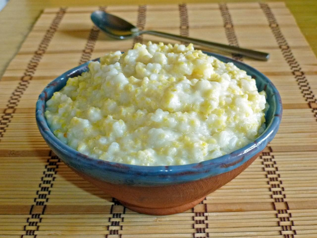 Sweet porridge millet rice with milk and butter