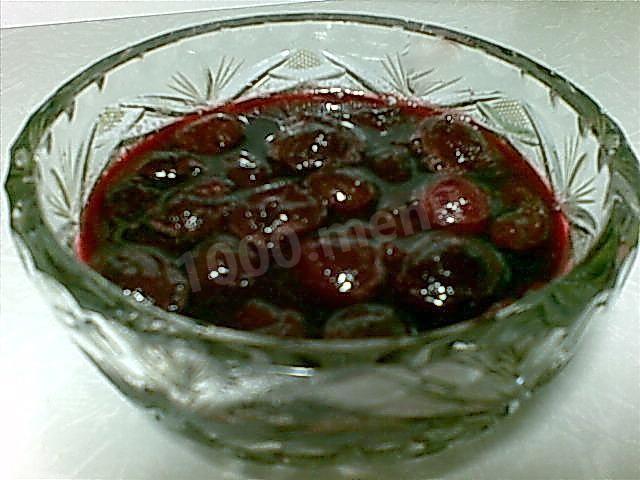 Simple cherry jam in five minutes only sugar and cherries