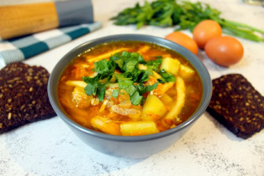 Chicken soup with homemade egg noodles