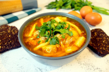 Chicken soup with homemade egg noodles