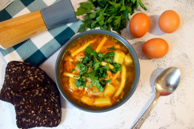 Chicken soup with homemade egg noodles