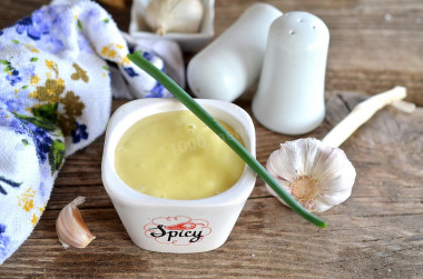 Homemade mayonnaise with egg and vinegar