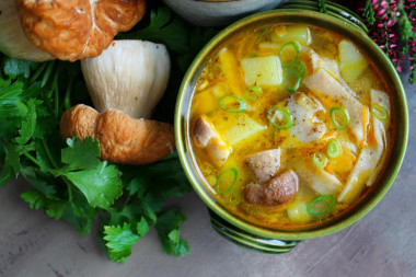 Noodle soup with mushrooms