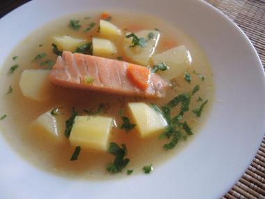 Fish soup of red fish ear with coriander