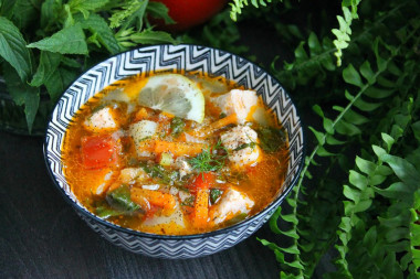 Red fish and spinach soup