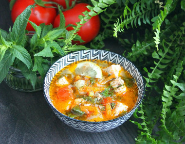 Red fish and spinach soup