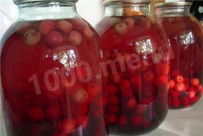 Compote of apples in a three-liter jar on winter