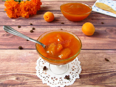Apricot jam with coffee beans