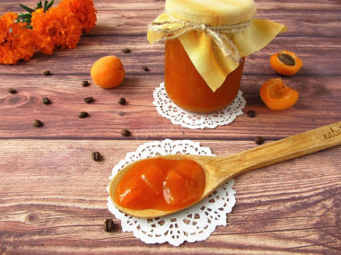 Apricot jam with coffee beans