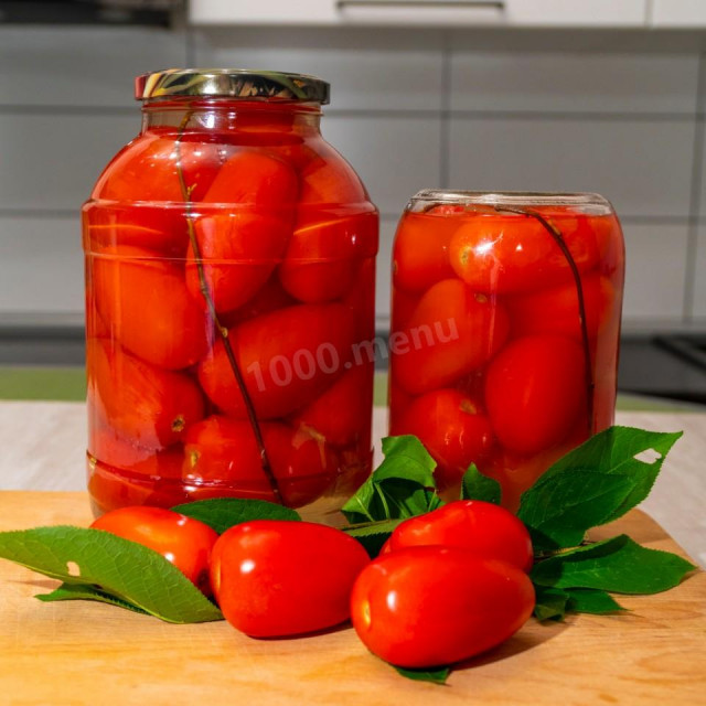 Tomatoes with cherry and vinegar for the winter without sterilization