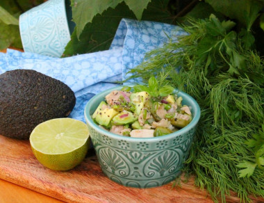 Cod liver salad with avocado