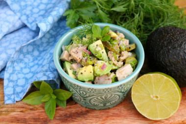 Cod liver salad with avocado