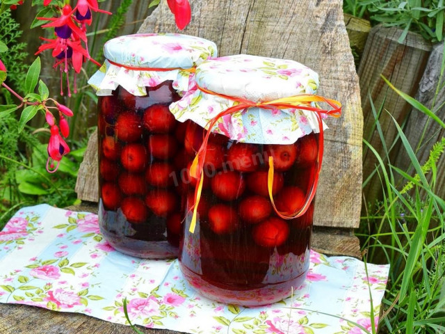 Cherry plum compote per liter jar for winter