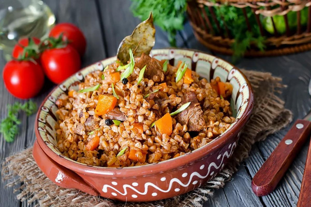 Buckwheat with meat and vegetables