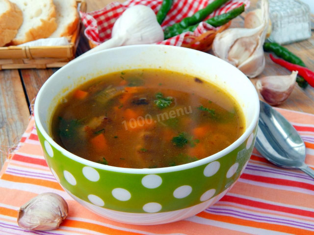 Goulash soup with beef and vegetables