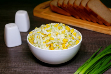 Peking cabbage salad with olive oil and corn