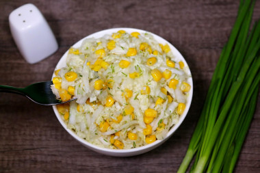 Peking cabbage salad with olive oil and corn
