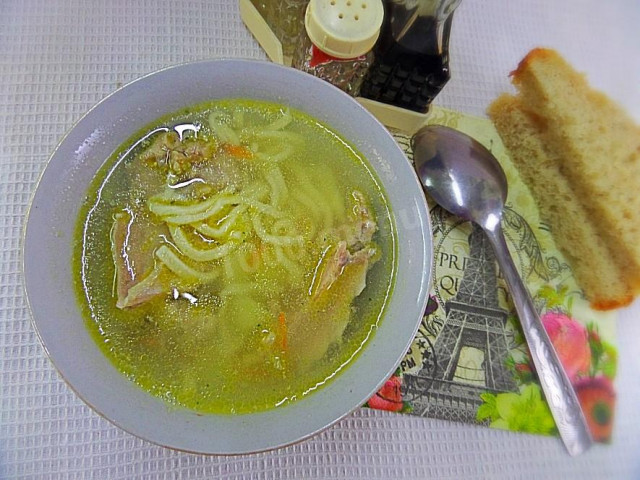 Homemade rabbit noodle soup