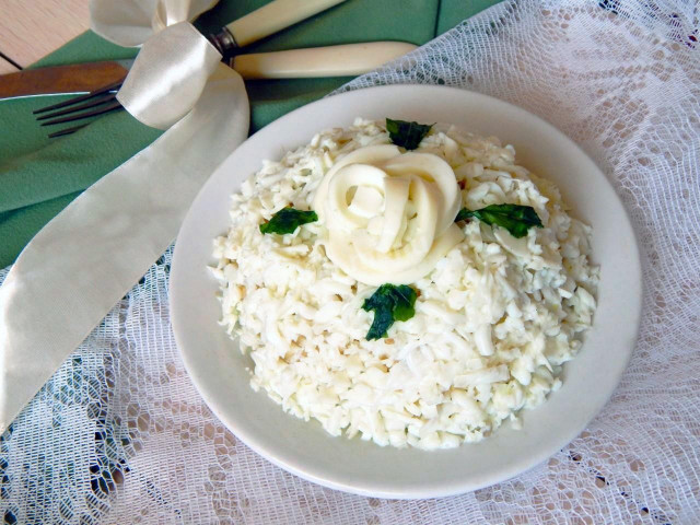 Bride salad with pickled mushrooms