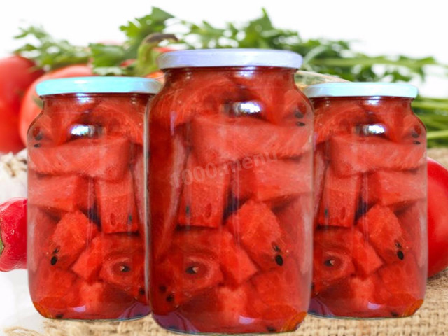 Watermelons in jars for the winter are spicy