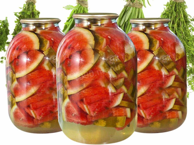 Watermelons in jars for winter with mustard