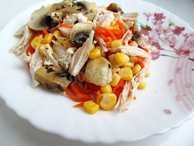 Korean salad with chicken and corn