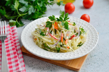 Simple and delicious salad of fresh white cabbage