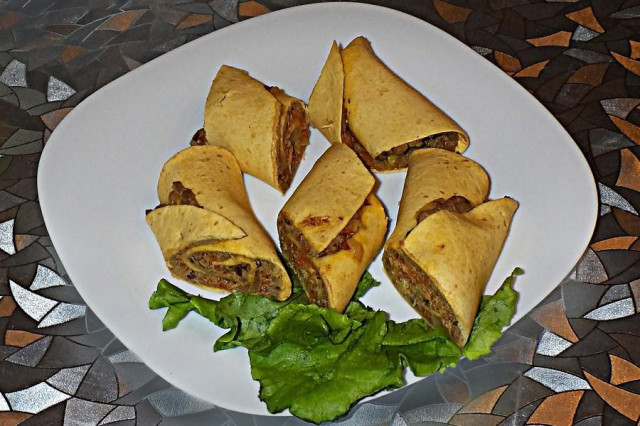 Homemade tortilla with filling