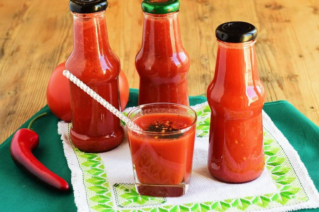 Tomato juice in jars