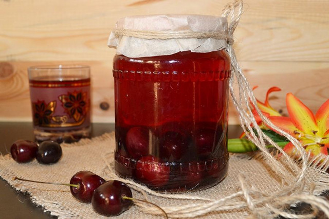 Cherry compote for winter with vanilla
