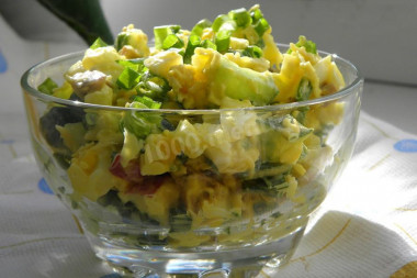 Salad with pike liver