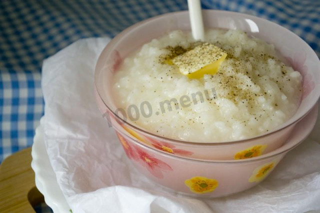 Rice porridge on water with melted butter