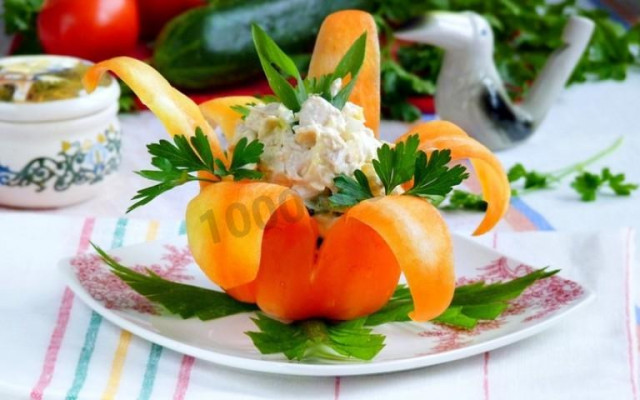 Salad Tenderness in a flower cup
