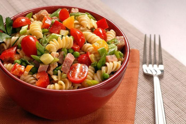 Italian salad with ham cheese and vegetables