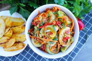 Spicy salad of green tomatoes in Korean